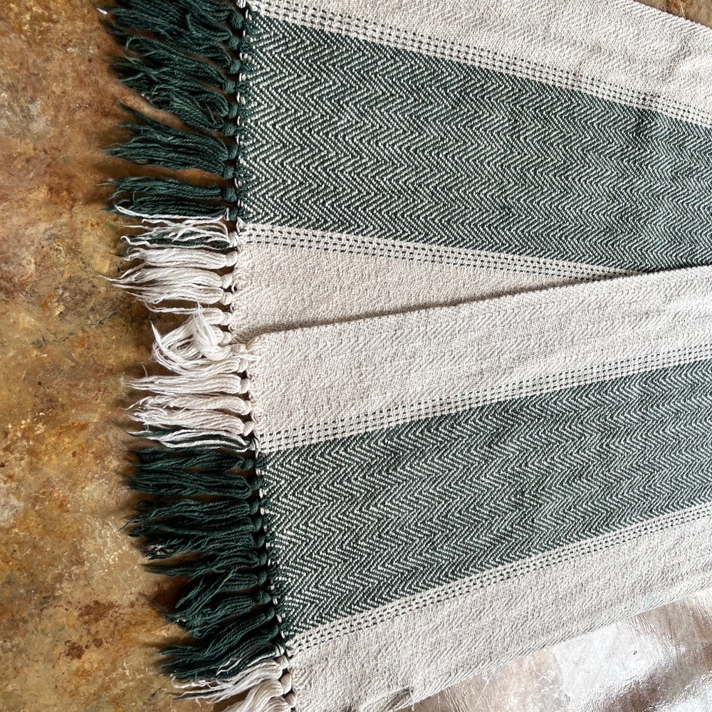 LONG TABLE RUNNER with fringe 100% COTTON APPROX 116"  including fringe